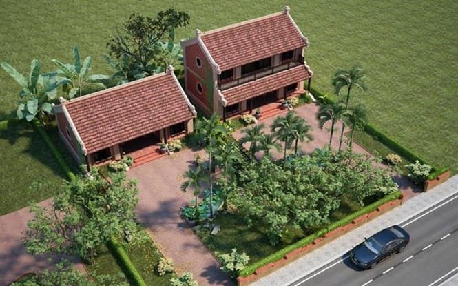 Mau Nha Go San Vuon Truyen Thong Viet Nam