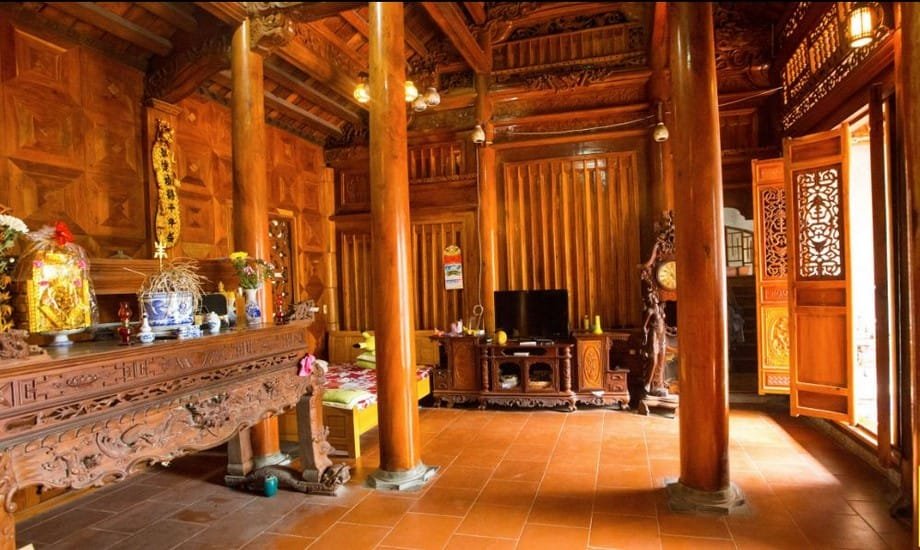 Chuyên thiết kế & thi công làm nhà gỗ mít 3 gian, 5 gian kẻ truyền Bắc Bộ đẹp + chất lượng Nhà thờ họ 3 gian gỗ mít