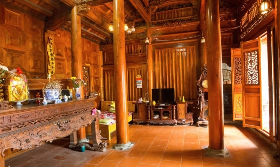 +10 mẫu thiết kế nhà gỗ 3 gian Bắc Bộ đẹp đáng xây nhất Nội thất nhà gỗ 3 gian